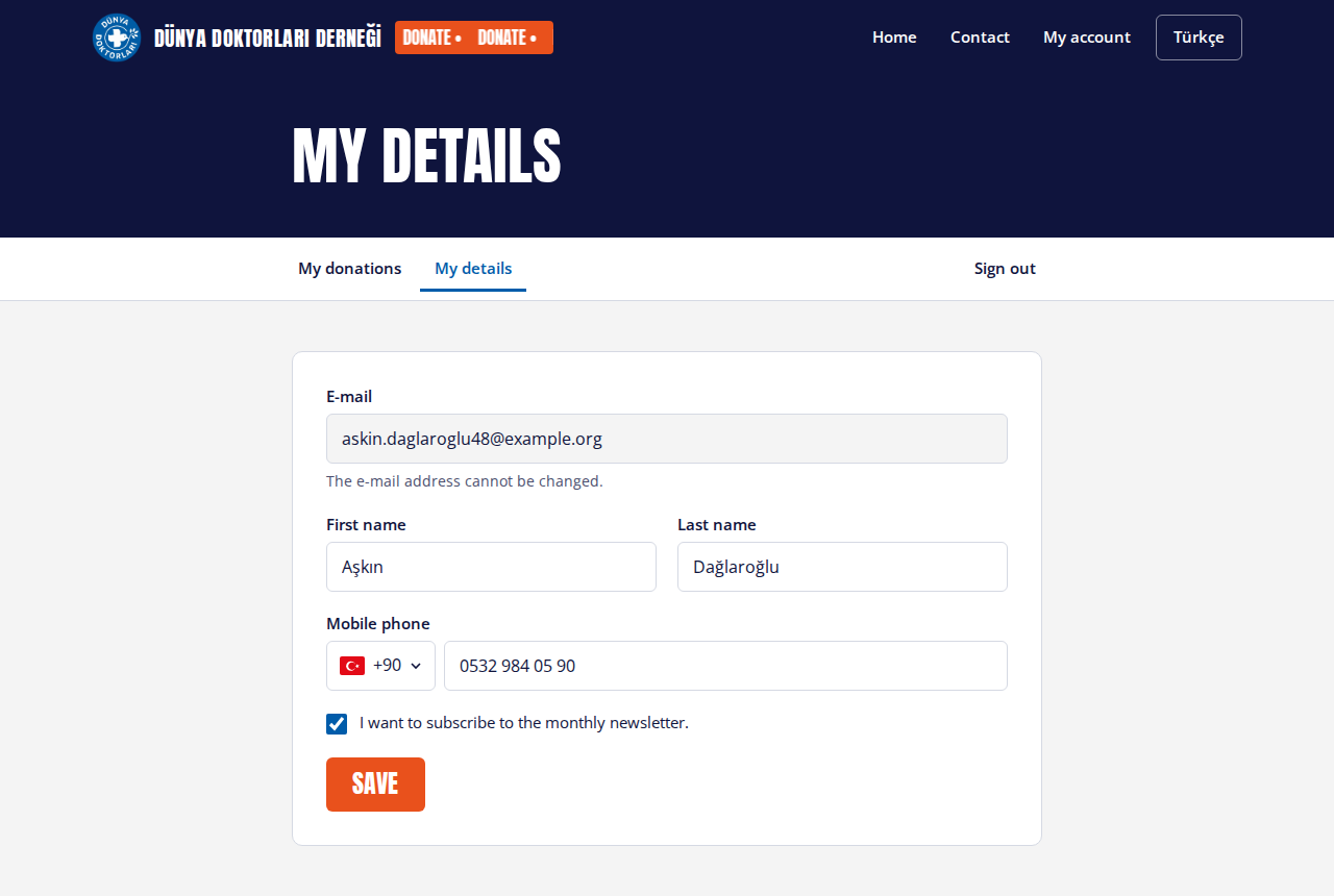 My details page
