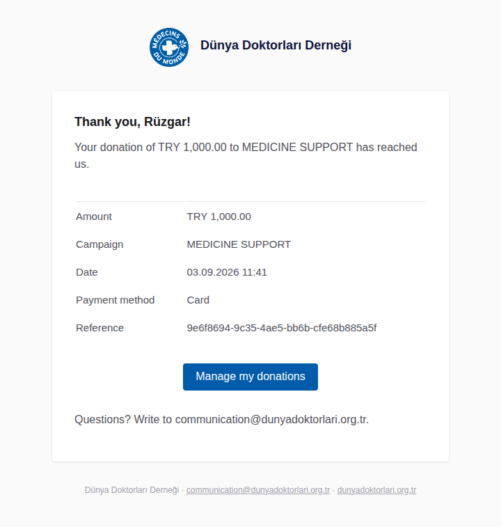 İngilizce teşekkür e-postası