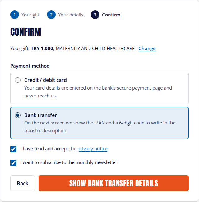 Step 3 of the donation form