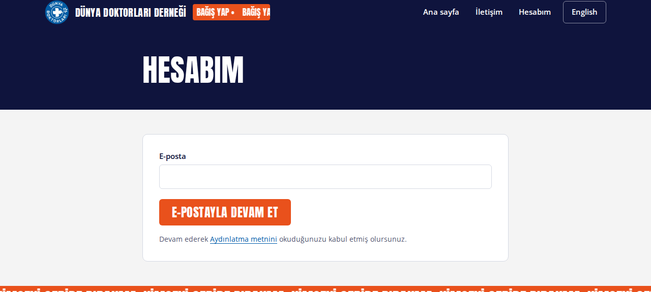 Hesabım giriş sayfası